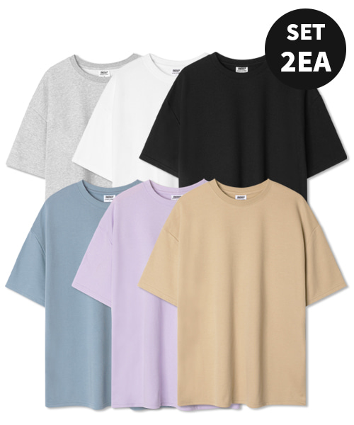[2장 세트] 소프트 오버핏 반팔 티셔츠 (6color)