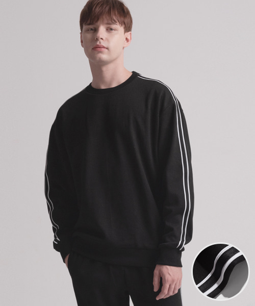 세미 라인 오버핏 스웨트 셔츠 (black)