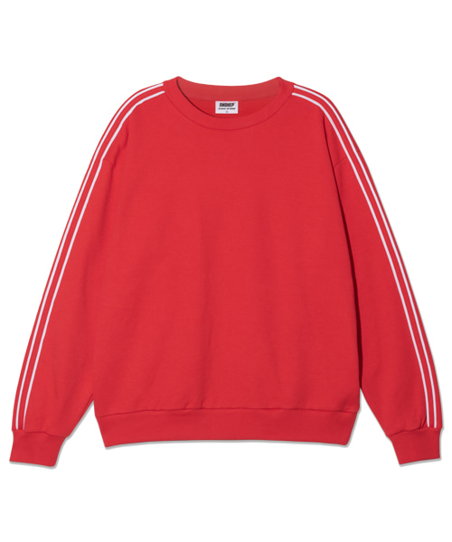 [welcome 100] 세미 라인 오버핏 스웨트 셔츠 (red)